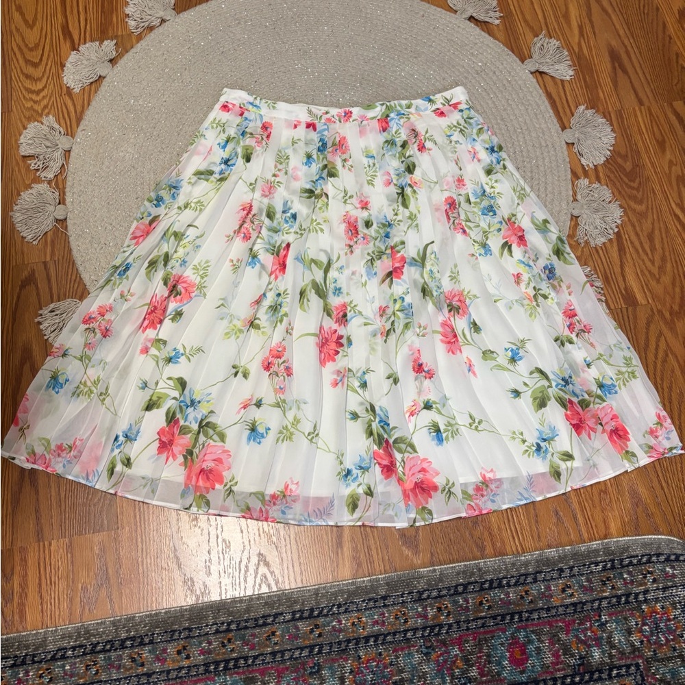 Ann Taylor Floral Pleated Circle Skirt